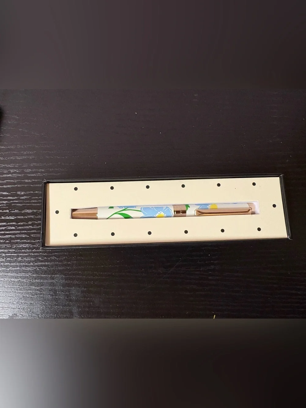 Kate Spade New York Floral Ballpoint Pen Gift Box Blue White Gold